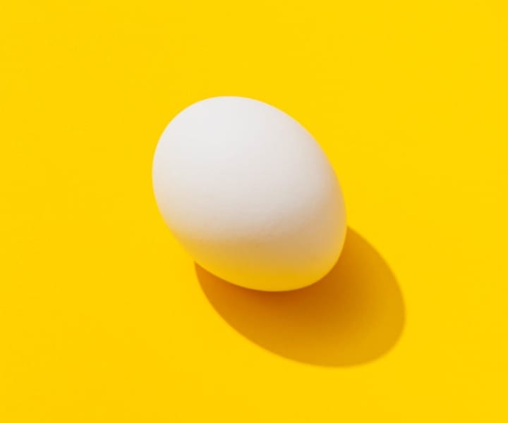 Image of an egg over a yellow backdrop